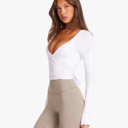 Deep V-Neck Long Sleeve Top