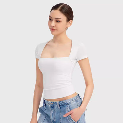 Square Neck Short Sleeve Top
