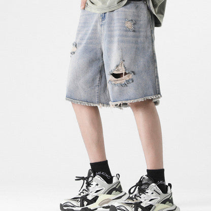 Ripped Denim Shorts