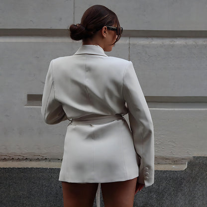 Slim Fit Belt Stitching Blazers