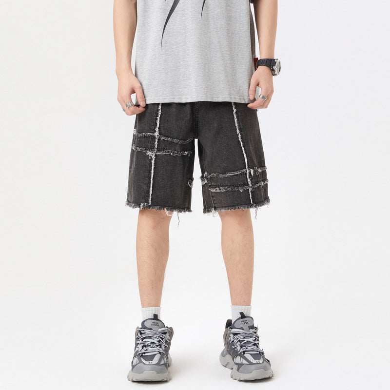 Stitching Denim Shorts