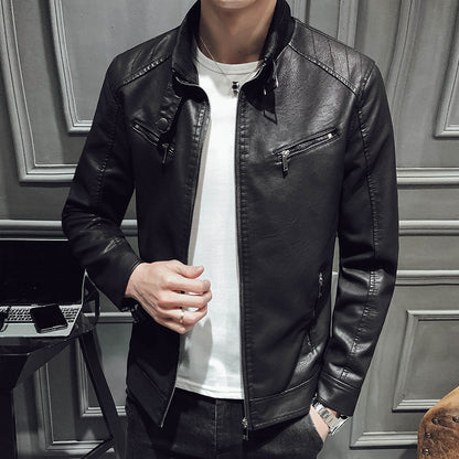 Leather zipper cardigan