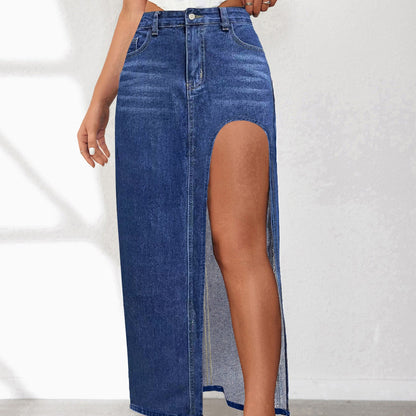 Washed Solid Color Midi Skirt