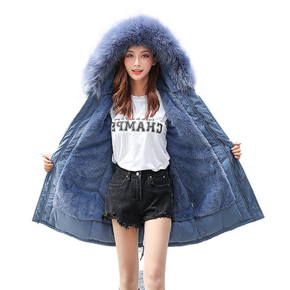 Autumn and winter long hooded coat