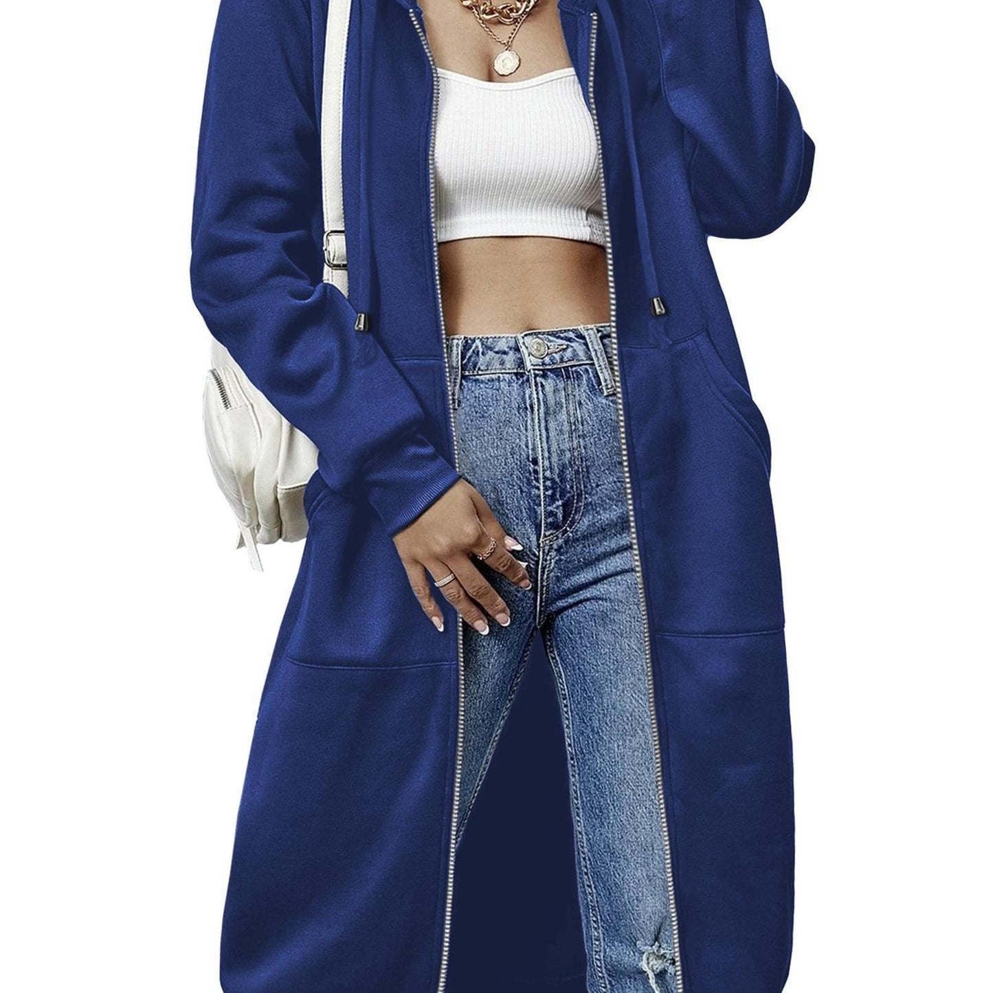 Casual Long Zip Hoodie Sweatshirt