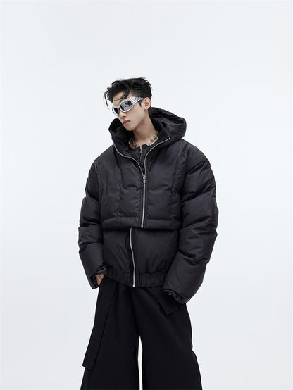 Layered Hooded Puffer Jacket