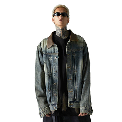 Washed And Worn Denim Jacket