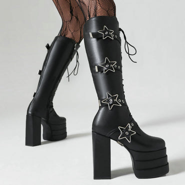 Five-Pointed Star Lace-Up Heels
