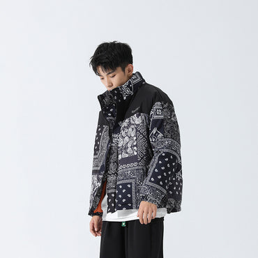Patchwork Graphic Puffer Jacket