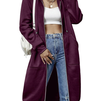 Casual Long Zip Hoodie Sweatshirt