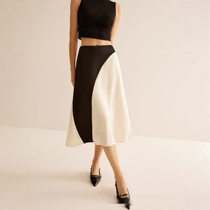 Color Contrast Patchwork Leisure Women's Skirt