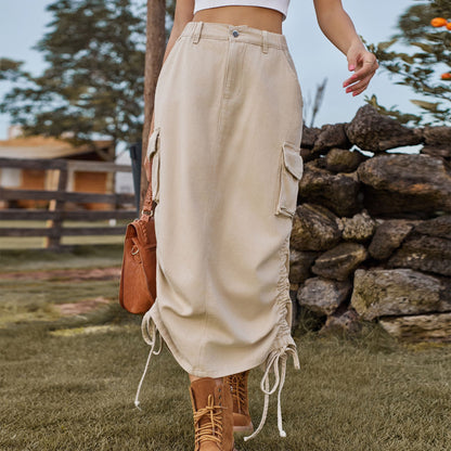 American-style Denim Midi Skirt