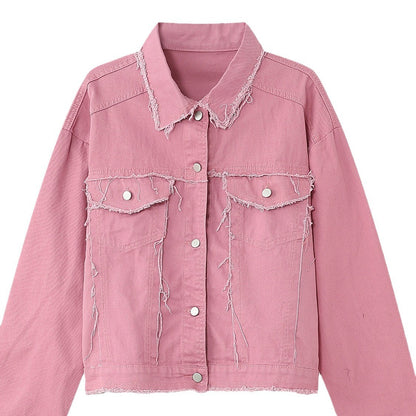 Retro Distressed Tassel Denim Jacket