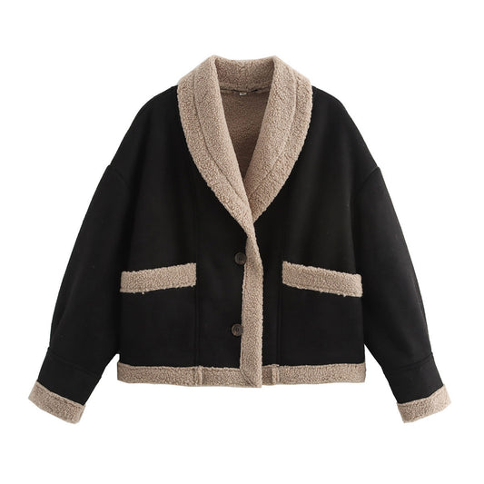 Retro Woolen Fur Leather Jacket