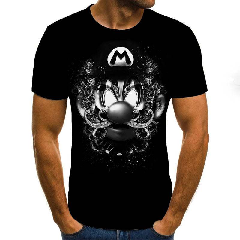Black 3DT Horror Skull short sleeve t-shirt with digital printed skull design and polyester-cotton fabric blend