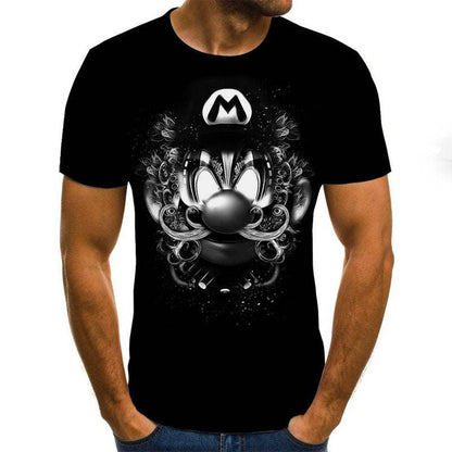 Black 3DT Horror Skull short sleeve t-shirt with digital printed skull design and polyester-cotton fabric blend