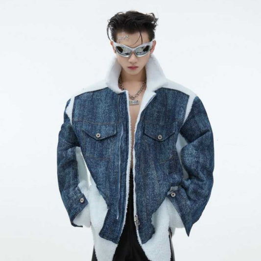 Layered Lambswool Denim Jacket