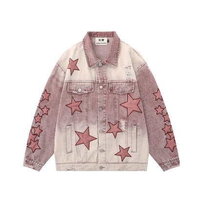 Five-Star Embroidery Denim Jacket