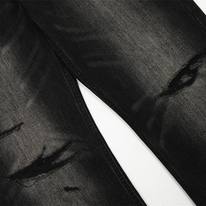 Retro Tattered Jeans Denim