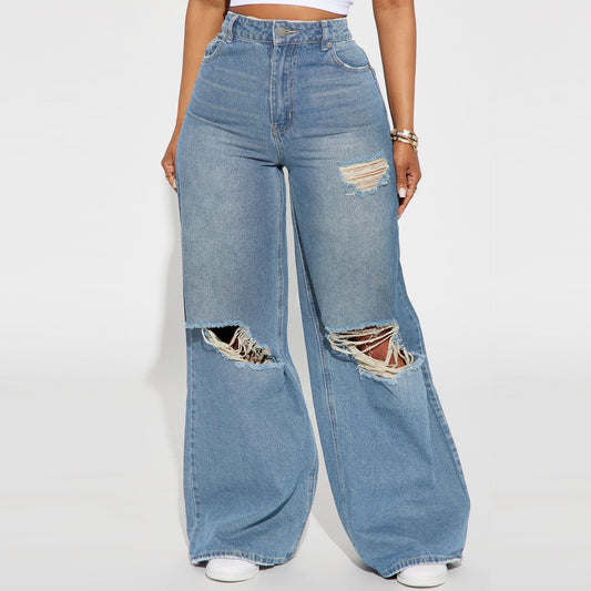 High-Waist Wide-Leg Denim Jeans
