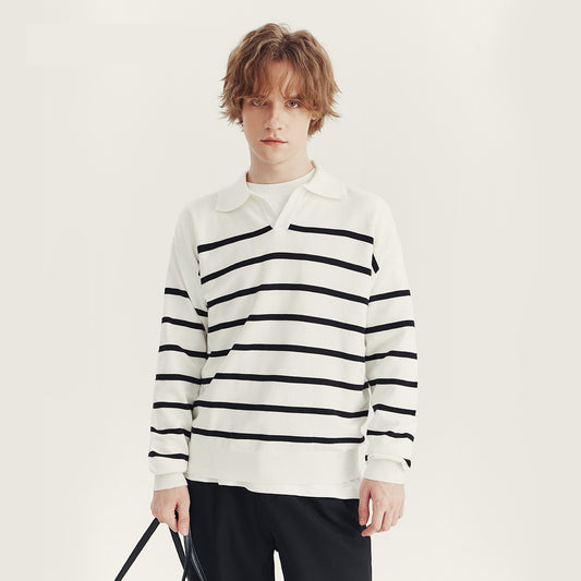 Contrast Stripe Knit Pullover