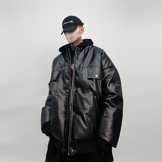 Oversized Graphic Leather Jacket