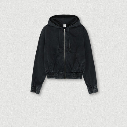Vintage Washed Distressed Zip Hoodie