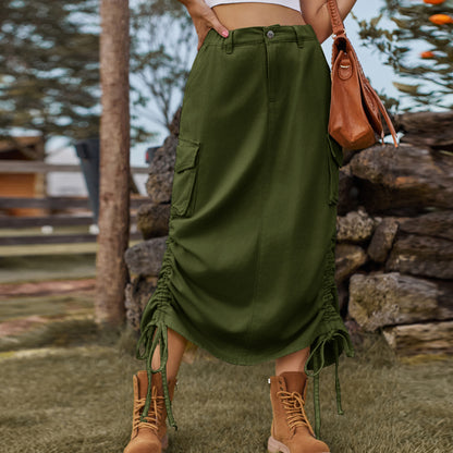 American-style Denim Midi Skirt