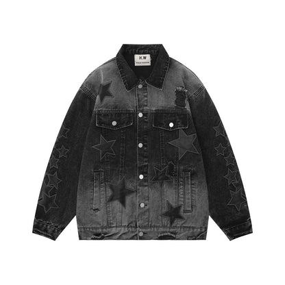 Five-Star Embroidery Denim Jacket