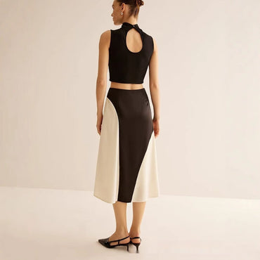 Color Contrast Patchwork Leisure Women's Skirt