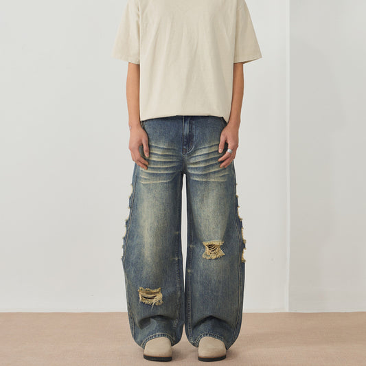 Ripped Wide-Leg Jeans