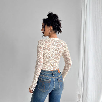 Lace Long Sleeve Crop Top