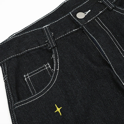 Puppy Embroidered Printed Denim