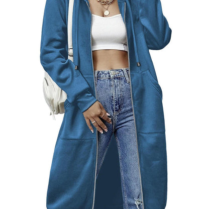 Casual Long Zip Hoodie Sweatshirt