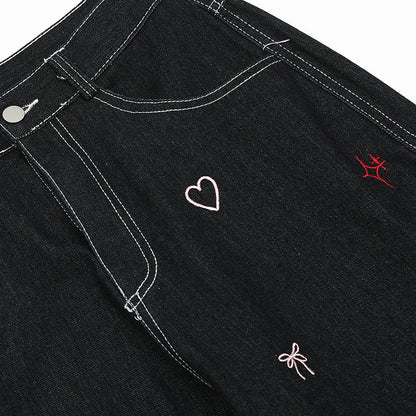 Puppy Embroidered Printed Denim