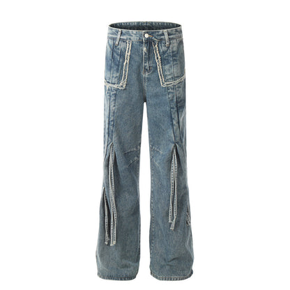 Drawstring Ruffle Design Denim