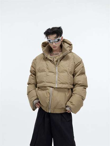 Layered Hooded Puffer Jacket
