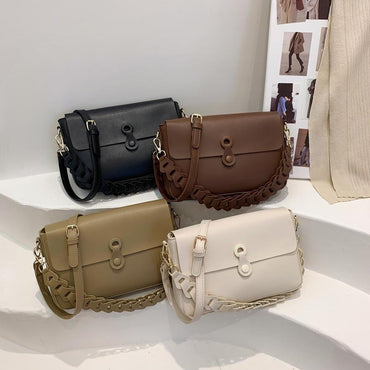 Woven Chain Pu Leather Handbag