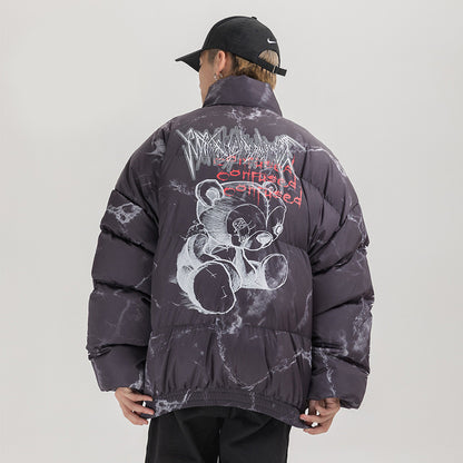 Fashion Bear Print Men's Couple Quilted Jacket
