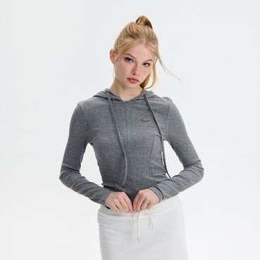 Slim-Fit Ribbed Zip Hoodie