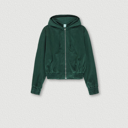 Vintage Washed Distressed Zip Hoodie